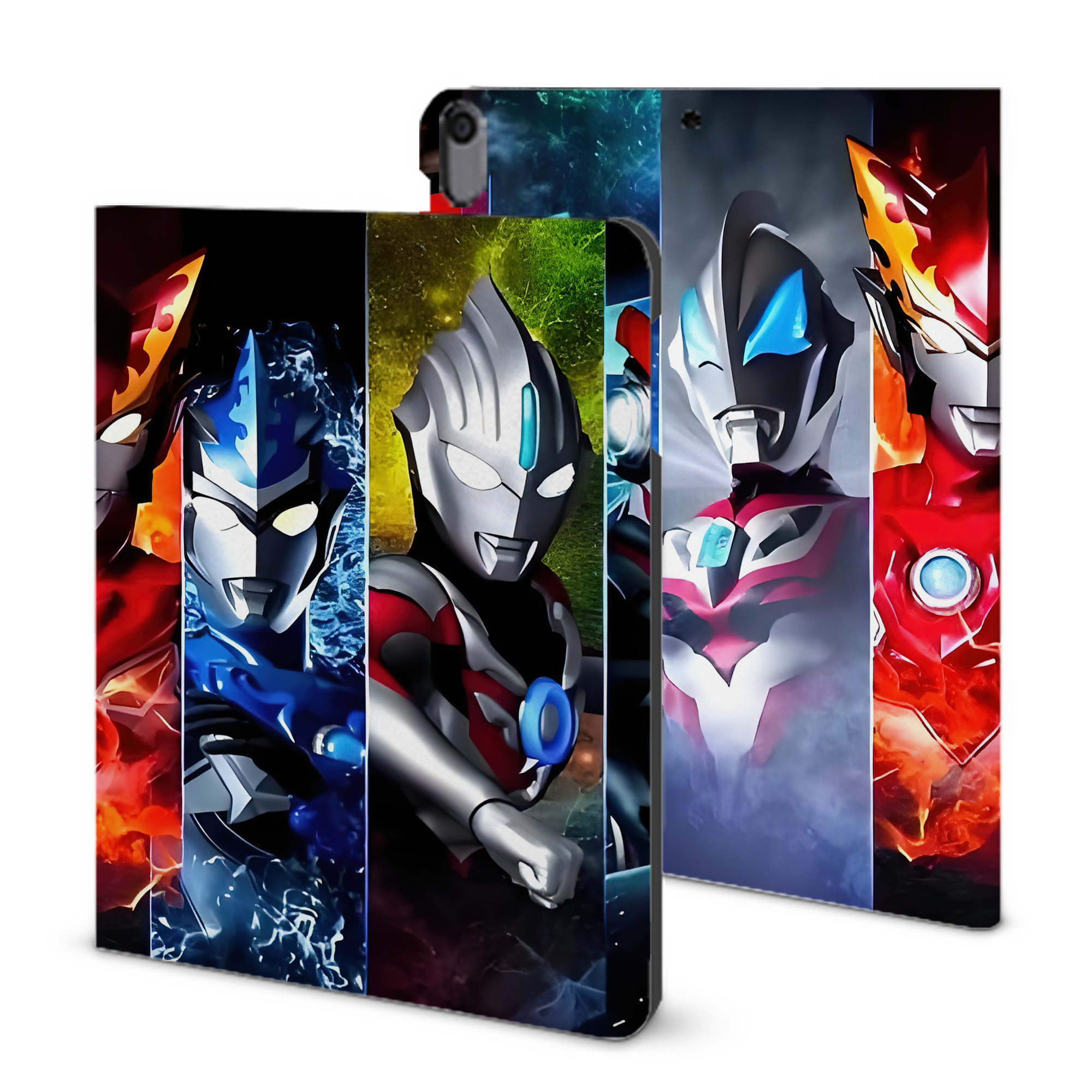 （画像用） ウルトラマン Ultraman IPad ケース ブック型 PUレザー TPU 耐衝撃 軽量 薄型 ペン収納なし 全面保護 IPad 各モデル対応